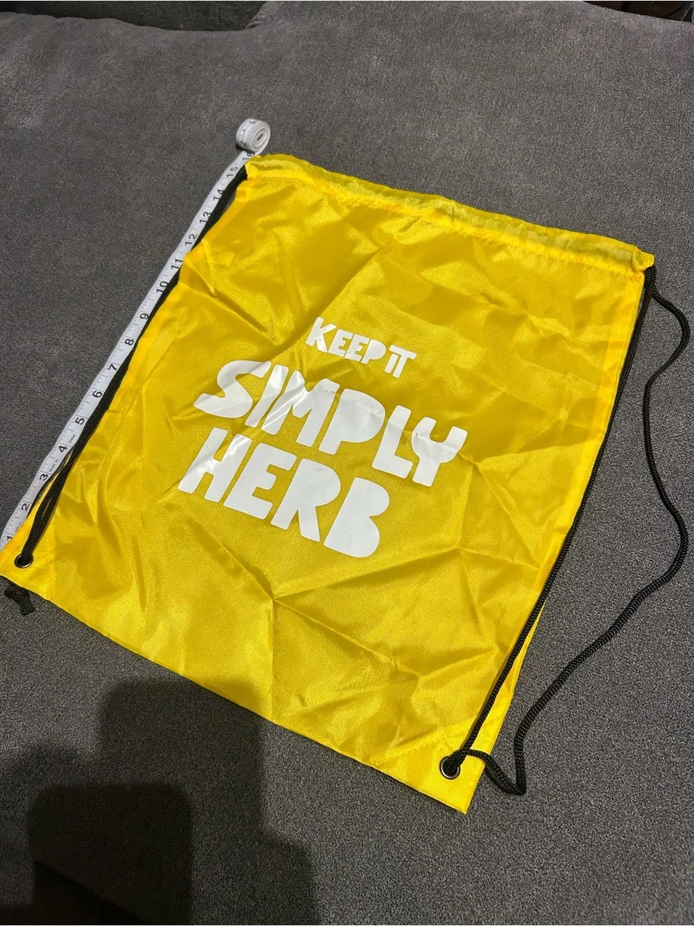 NEW- Keep It Simply Herb Yellow Drawstring Gym Bag